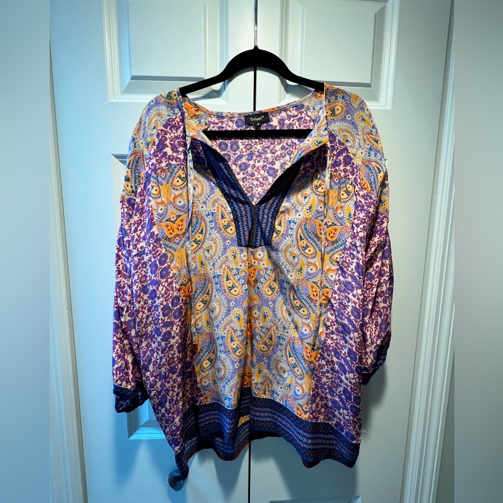 Tolani- Multi-colored paisley Silk Blouse